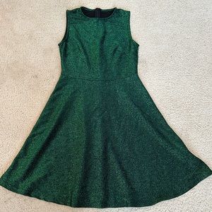 Fit & Flare Dress; Sleeveless Sparkly Green